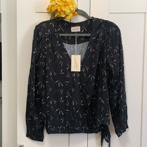 Black & White Printed Side Tie Top Sz MED NEW!